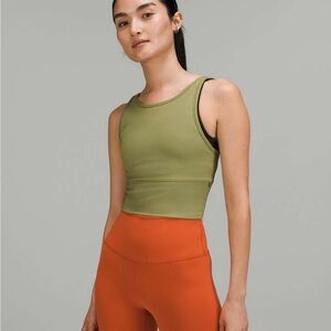 LULU Power Pivot Green Ribbed Tank Top